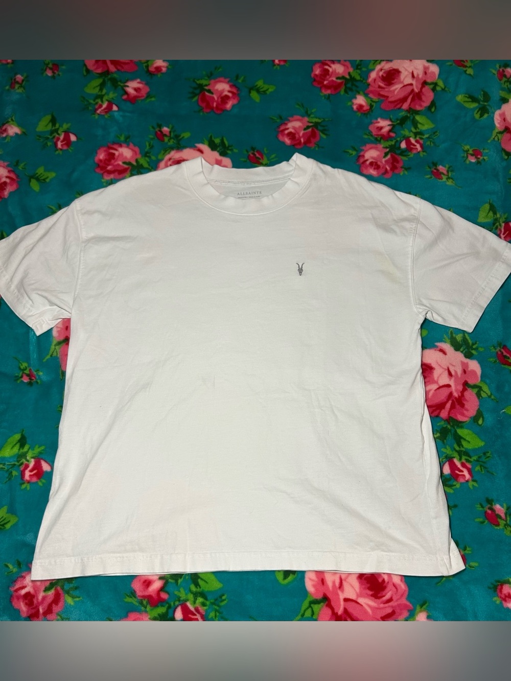 All Saints White Short-Sleeve Crew Tee with Subtle Logo